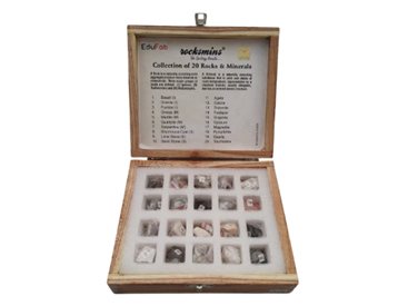 Rocks and Minerals Set of 20 with Wooden Frame (MGE-1814)