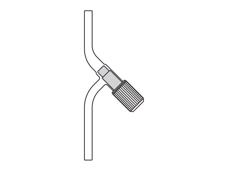 Stopcock, Screw Type, PTFE Key, with two limbs, Capillary Bore 2 mm (MGE-952)