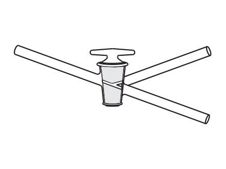 Stopcock, T or V Type, Hollow Plug, High Vacuum (MGE-964)