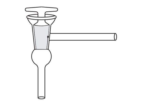 Stopcock, L Type, Three Limb, Hollow Plug, High Vacuum (MGE-968)